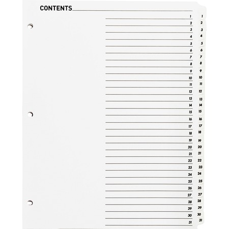 BUSINESS SOURCE Table of Content Quick Index Dividers Printed Tab(s), PK31 05859